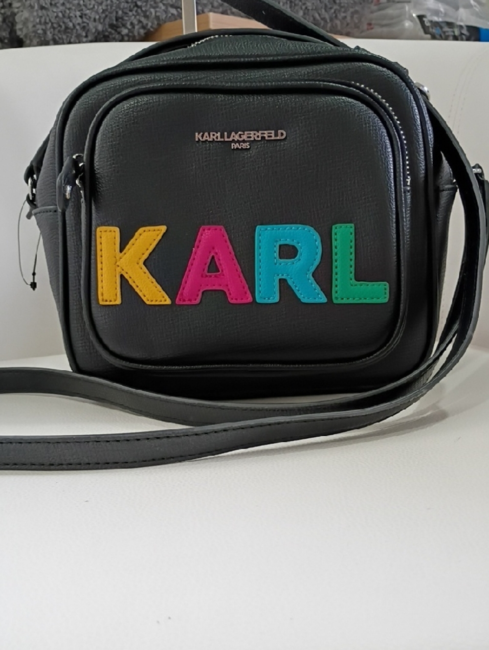Karl Lagerfeld Black Crossbody with Multicolor KARL Lettering